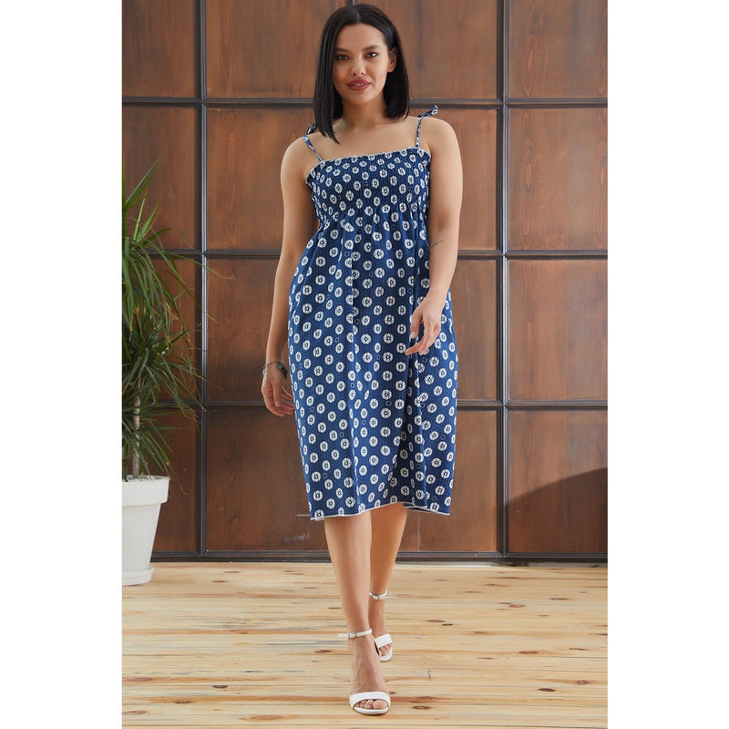 Blue Patterned Dress | Montivo Pakistan