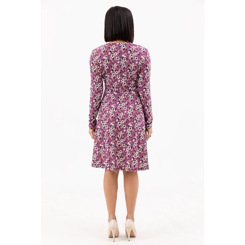 Patterned Double Breasted Collar Dress | Montivo Pakistan