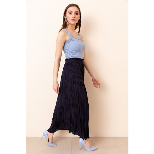 Navy Lined Chiffon Pleated Skirt | Montivo Pakistan
