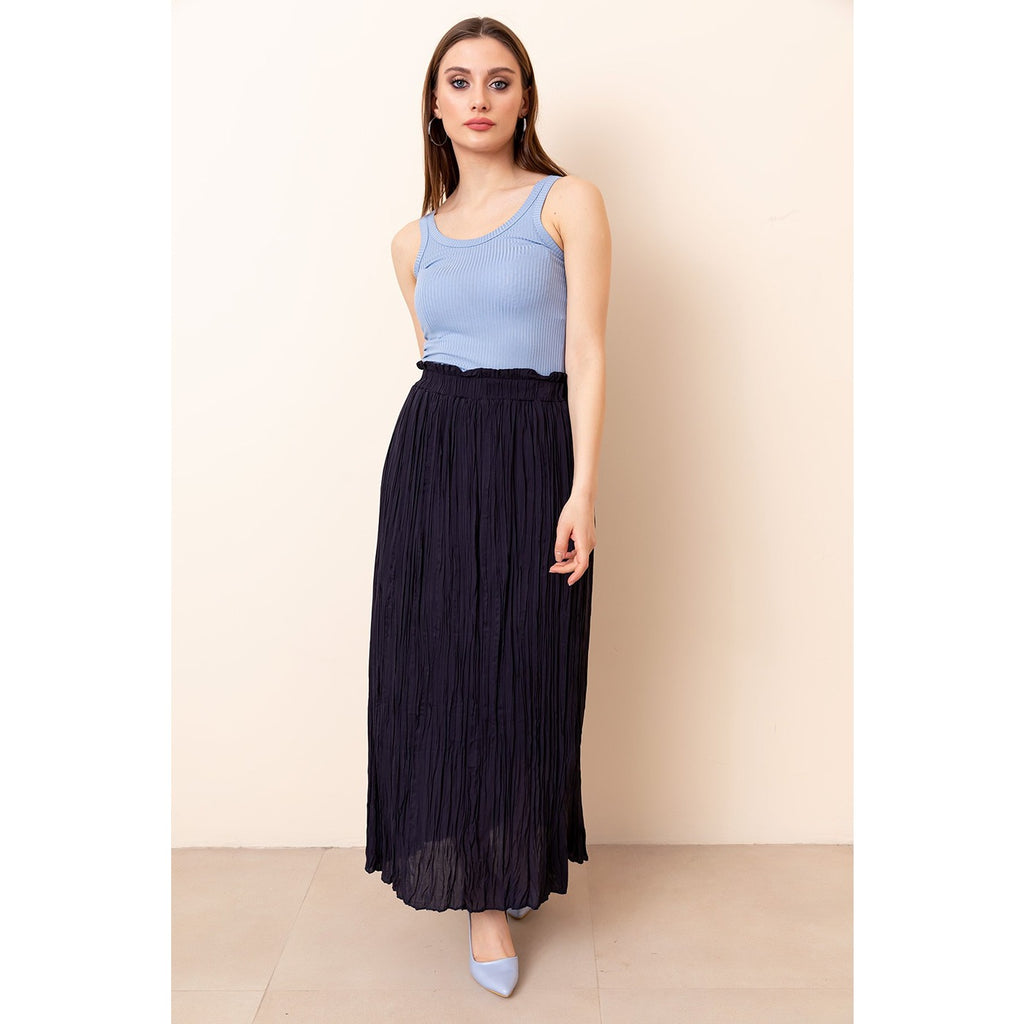 Navy Lined Chiffon Pleated Skirt | Montivo Pakistan