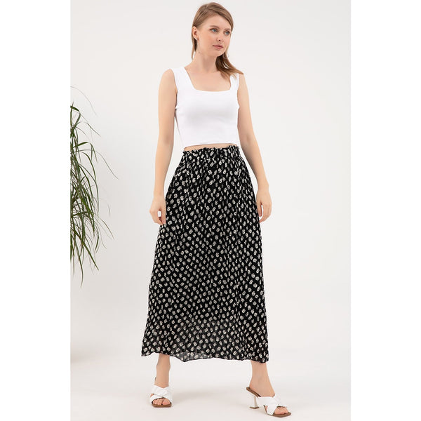 Floral Lined Chiffon Pleated Skirt | Montivo Pakistan