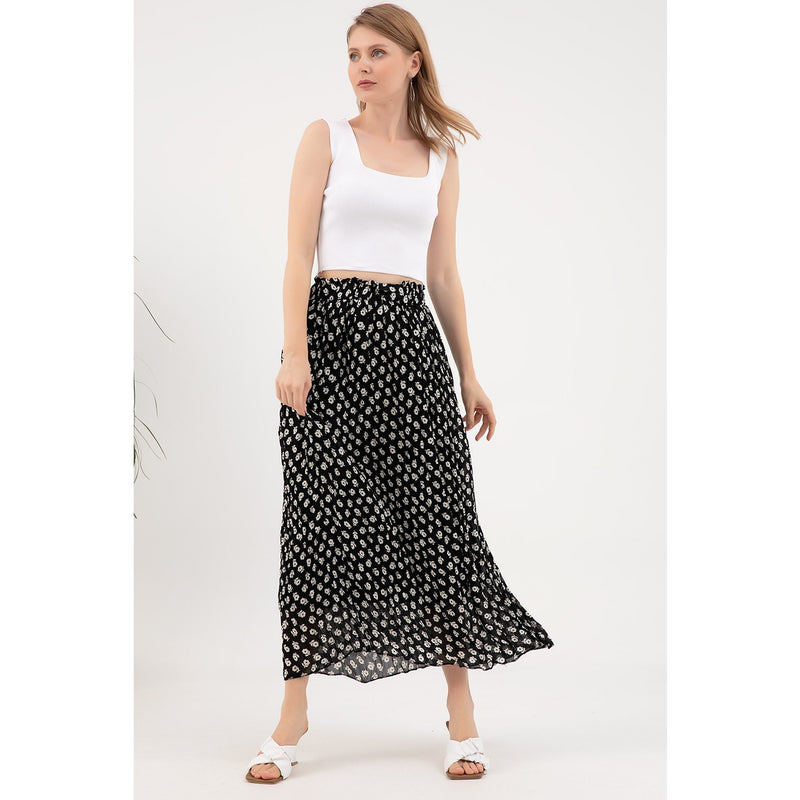 Floral Lined Chiffon Pleated Skirt | Montivo Pakistan