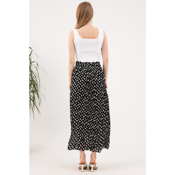 Floral Lined Chiffon Pleated Skirt | Montivo Pakistan