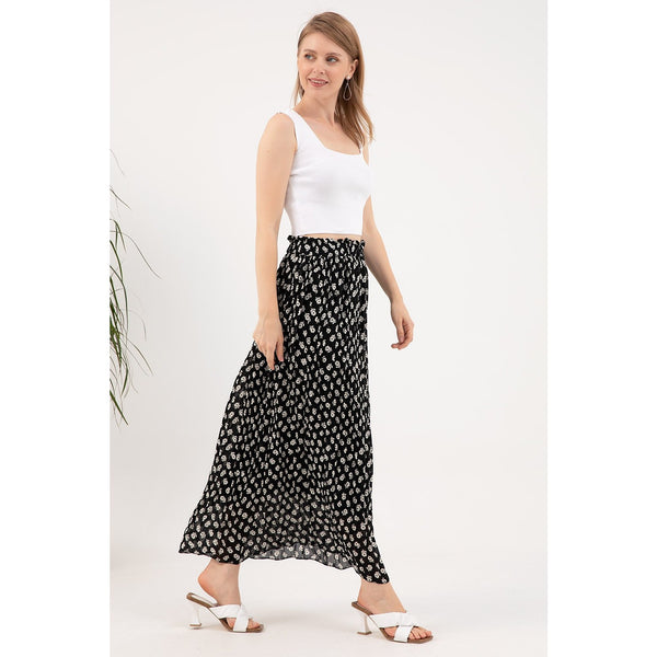 Floral Lined Chiffon Pleated Skirt | Montivo Pakistan