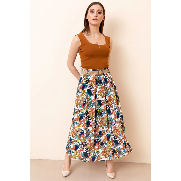Pleated Straw Belt Skirt | Montivo Pakistan