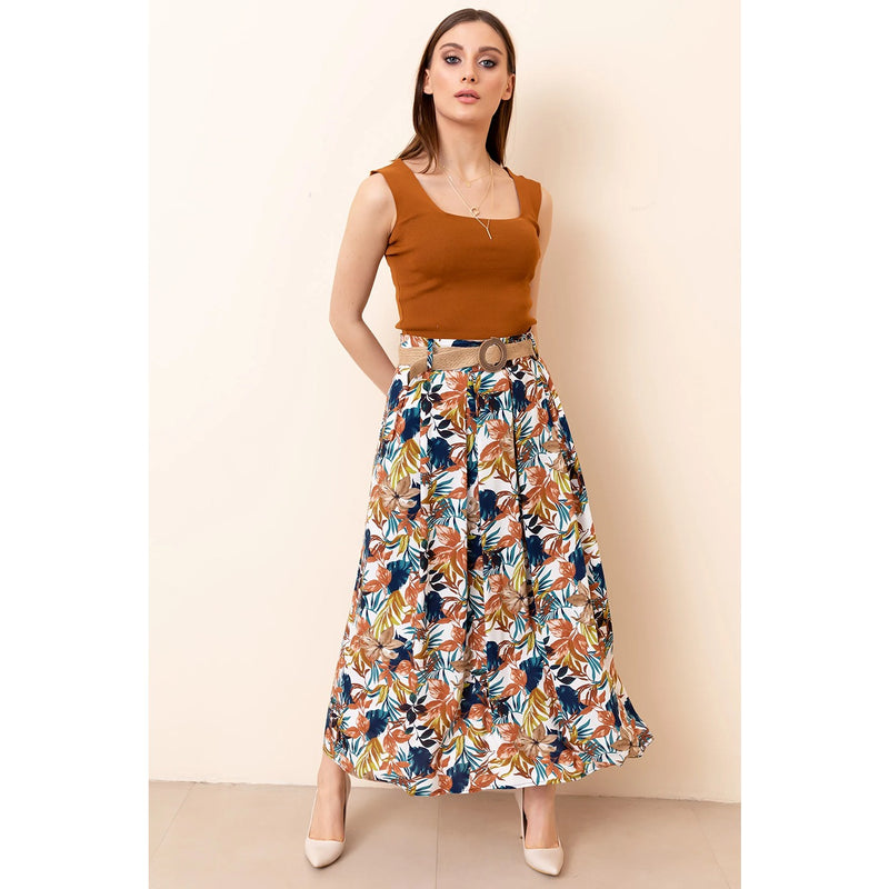 Pleated Straw Belt Skirt | Montivo Pakistan