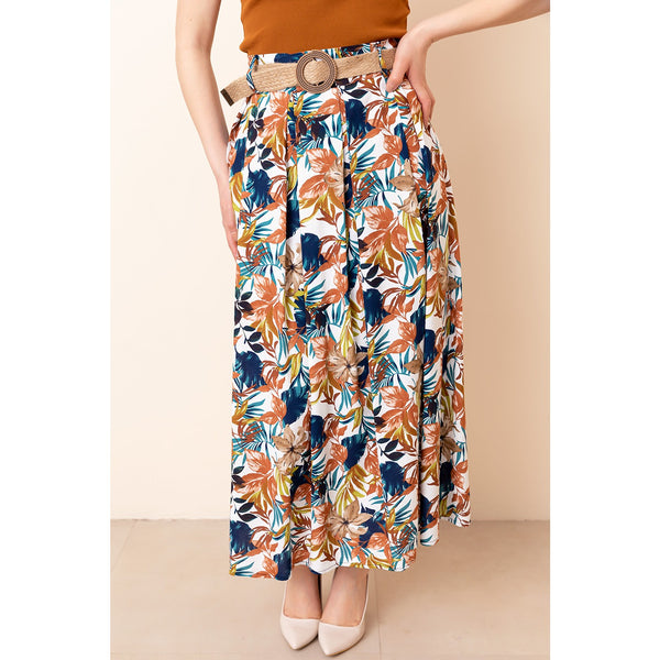 Pleated Straw Belt Skirt | Montivo Pakistan