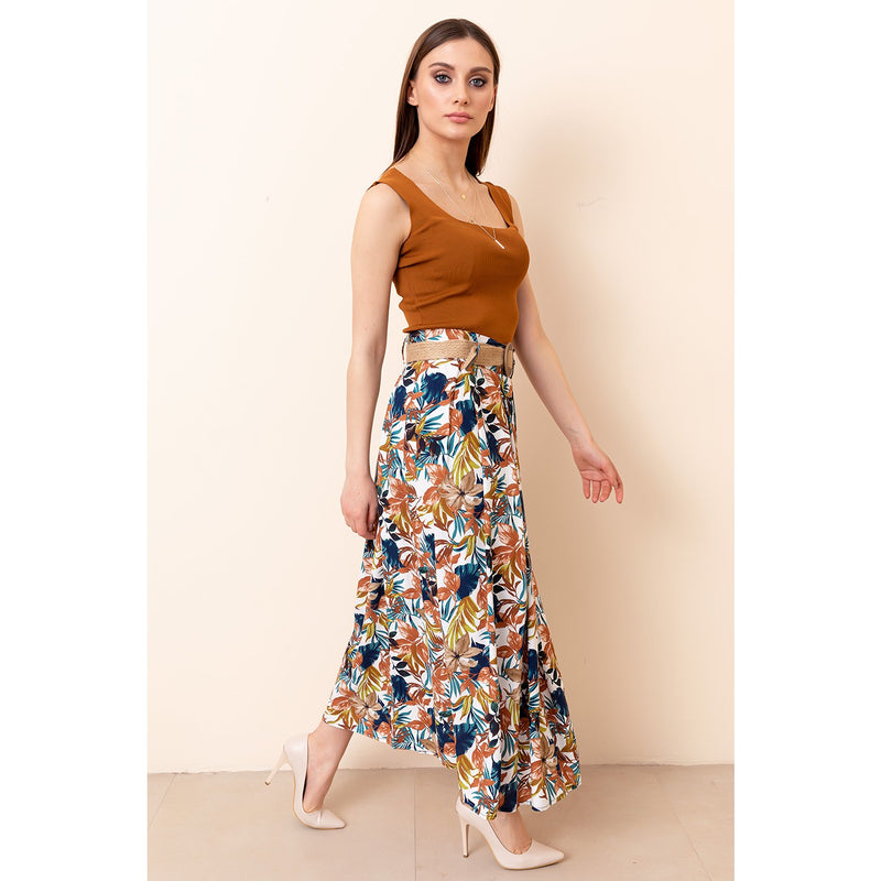 Pleated Straw Belt Skirt | Montivo Pakistan