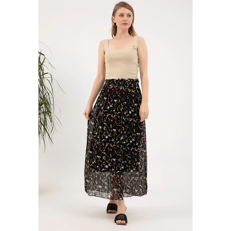 Black Chiffon Pleated Skirt | Montivo Pakistan