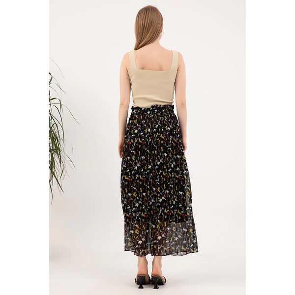 Black Chiffon Pleated Skirt | Montivo Pakistan