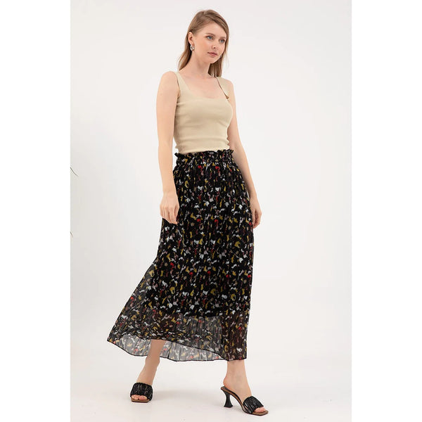 Black Chiffon Pleated Skirt | Montivo Pakistan