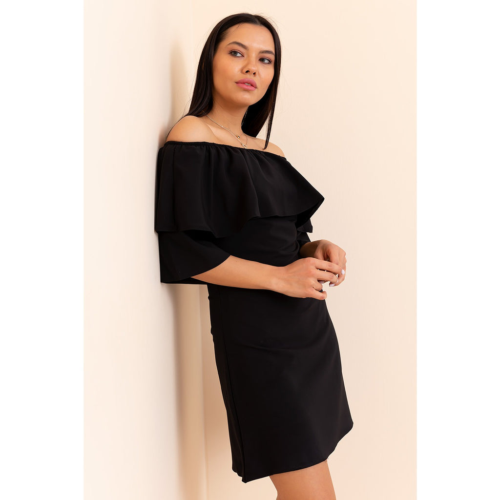 Black Boat Neck Dress | Montivo Pakistan