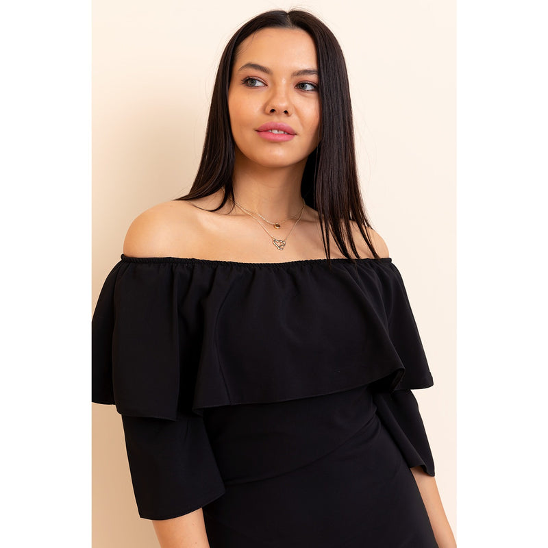 Black Boat Neck Dress | Montivo Pakistan