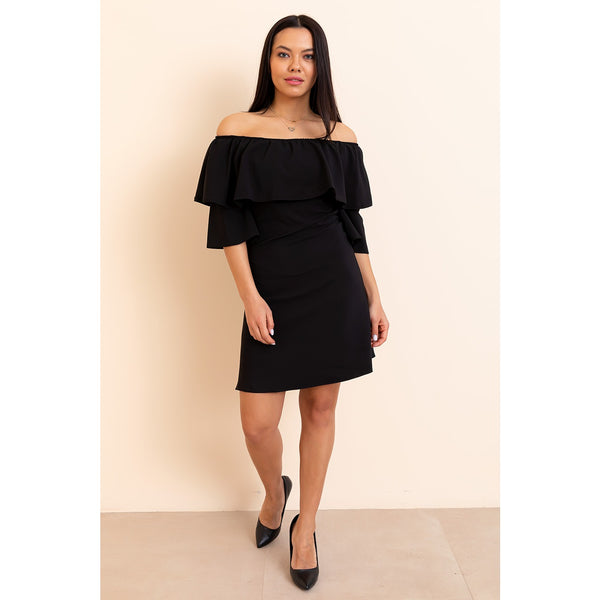 Black Boat Neck Dress | Montivo Pakistan