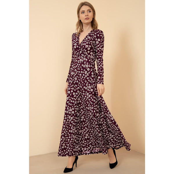 Purple Floral Pattern Long Dress | Montivo Pakistan