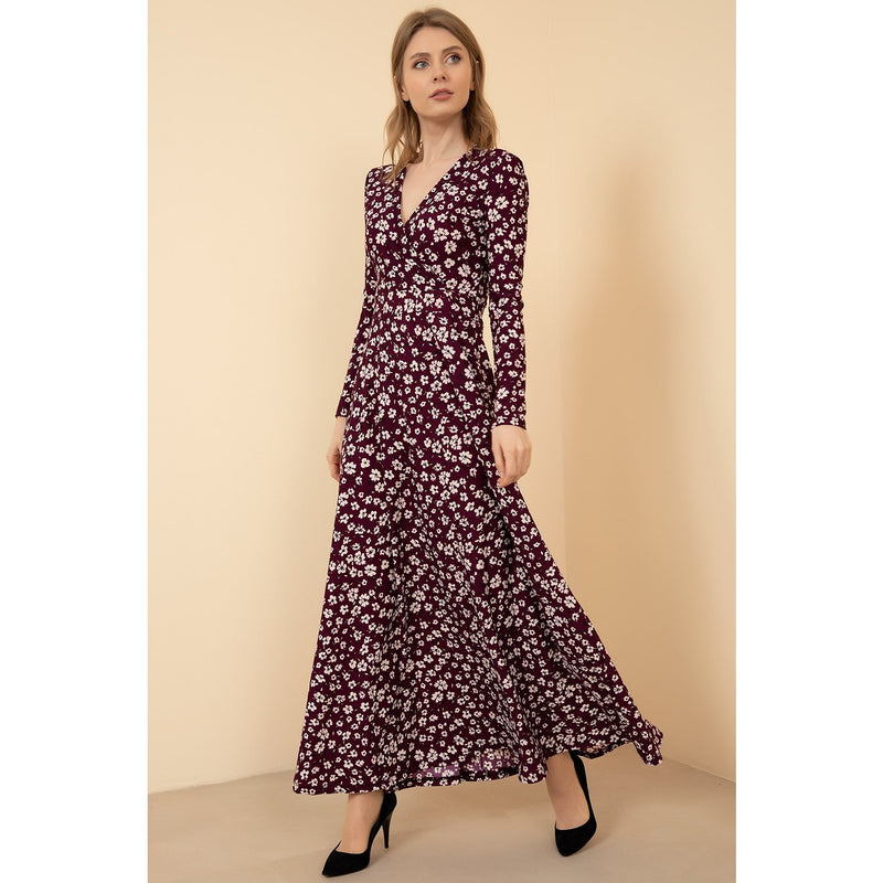 Purple Floral Pattern Long Dress | Montivo Pakistan
