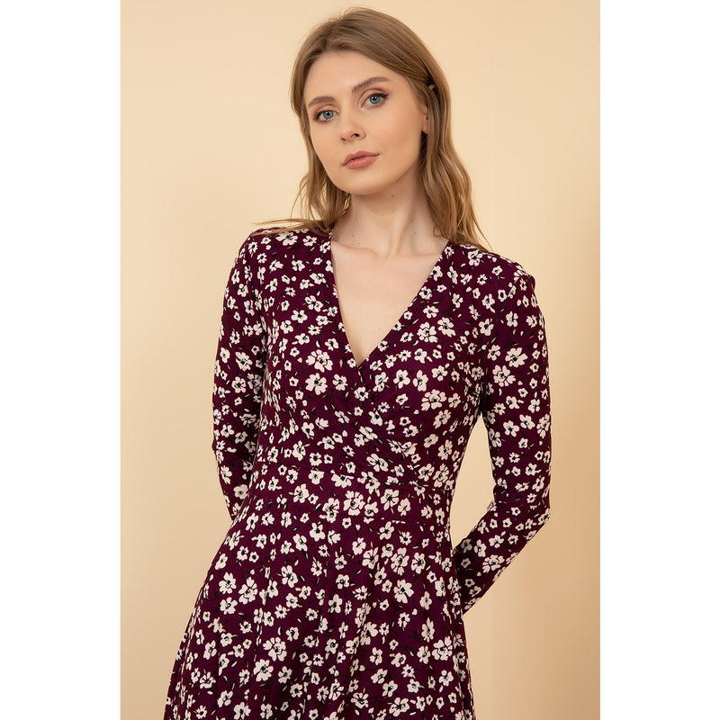 Purple Floral Pattern Long Dress | Montivo Pakistan