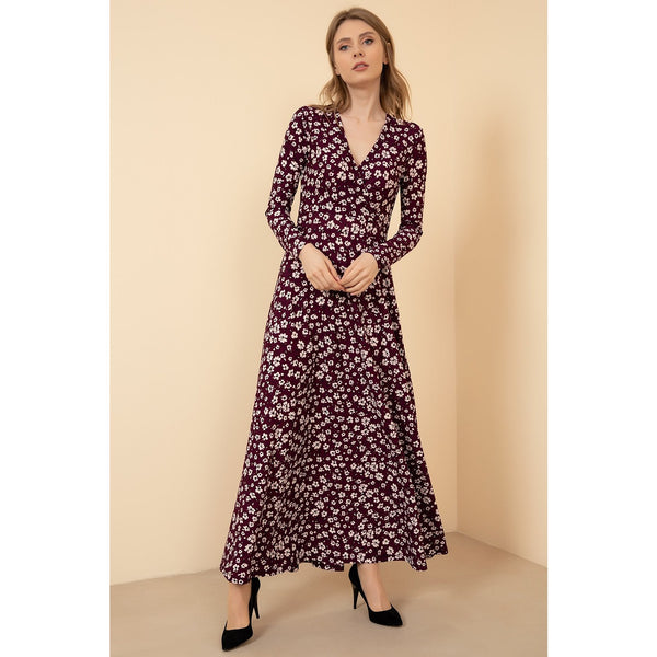 Purple Floral Pattern Long Dress | Montivo Pakistan