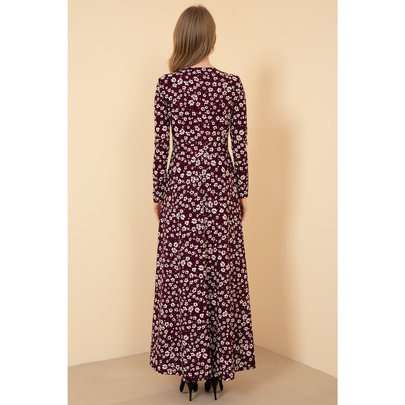 Purple Floral Pattern Long Dress | Montivo Pakistan