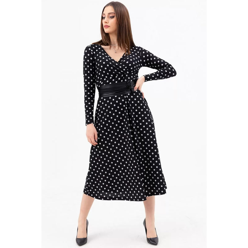 Dotted Double Breasted Collar Dress | Montivo Pakistan