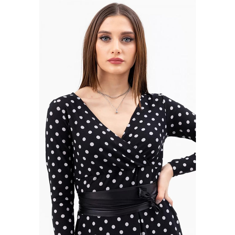 Dotted Double Breasted Collar Dress | Montivo Pakistan