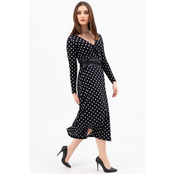 Dotted Double Breasted Collar Dress | Montivo Pakistan