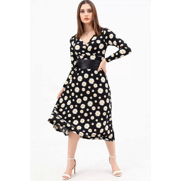 Floral Double Breasted Collar Dress | Montivo Pakistan