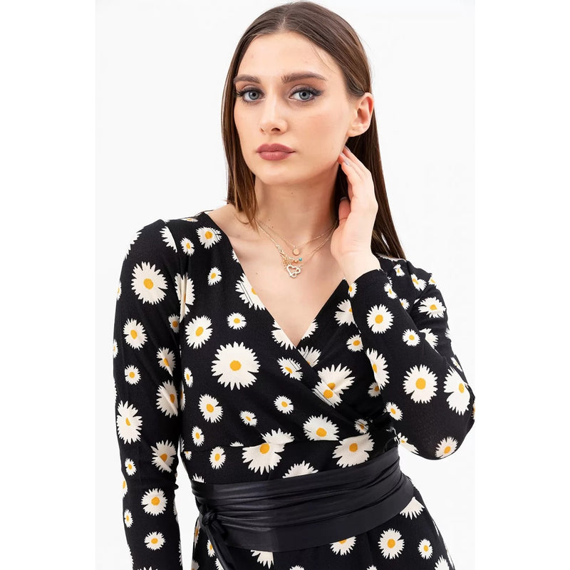 Floral Double Breasted Collar Dress | Montivo Pakistan