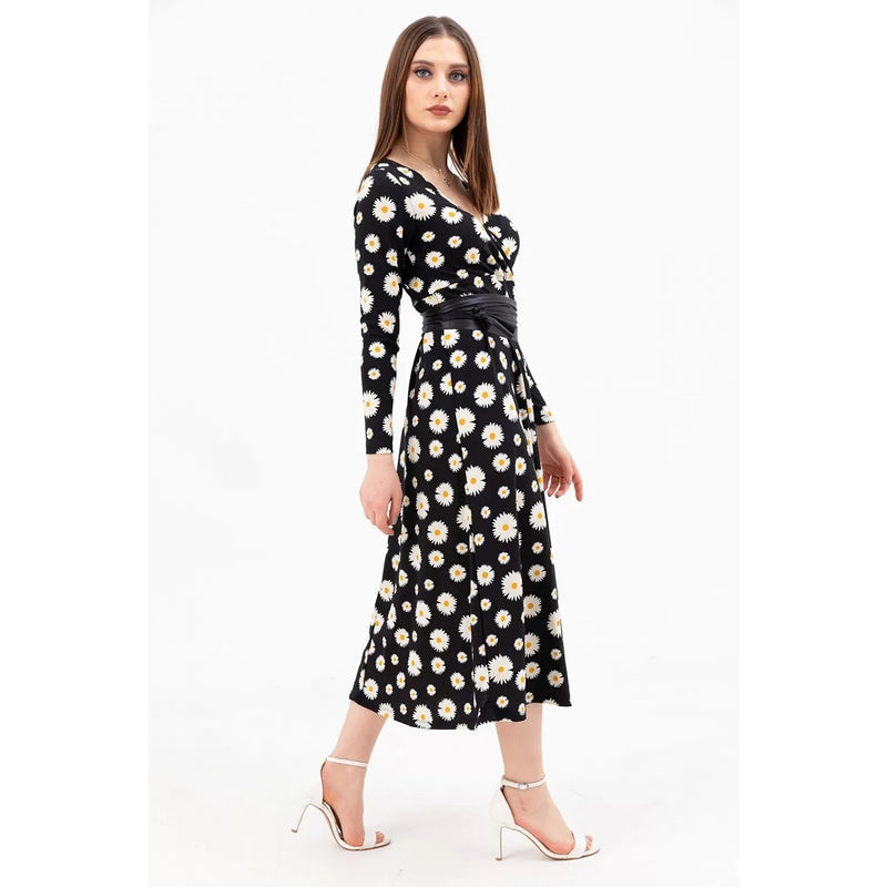 Floral Double Breasted Collar Dress | Montivo Pakistan