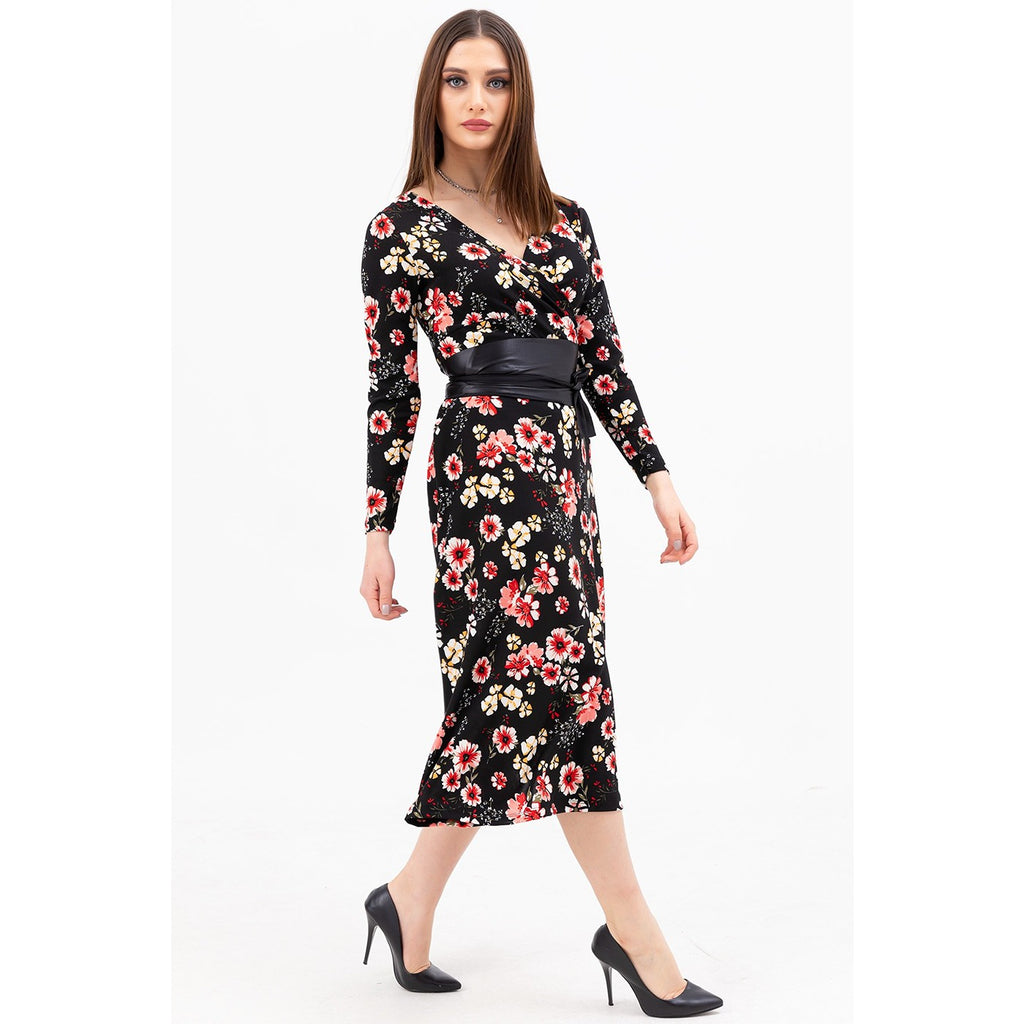 Floral Double Breasted Collar Dress | Montivo Pakistan