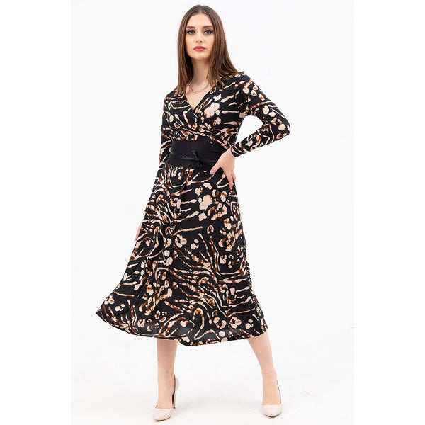 Brown Double Breasted Collar Dress | Montivo Pakistan