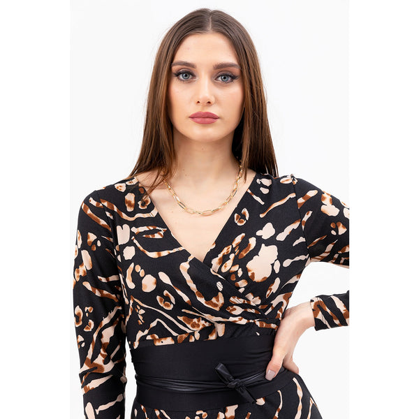 Brown Double Breasted Collar Dress | Montivo Pakistan