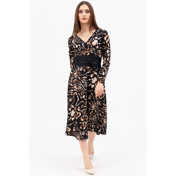 Brown Double Breasted Collar Dress | Montivo Pakistan