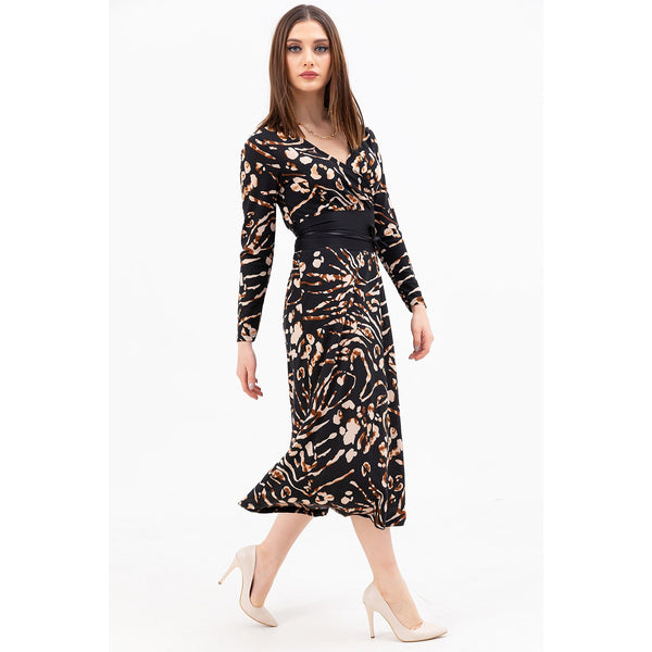 Brown Double Breasted Collar Dress | Montivo Pakistan