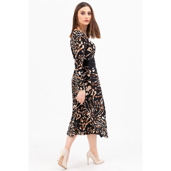 Brown Double Breasted Collar Dress | Montivo Pakistan