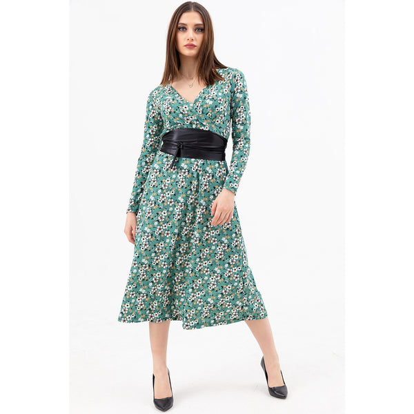 Light Green Double Breasted Collar Dress | Montivo Pakistan