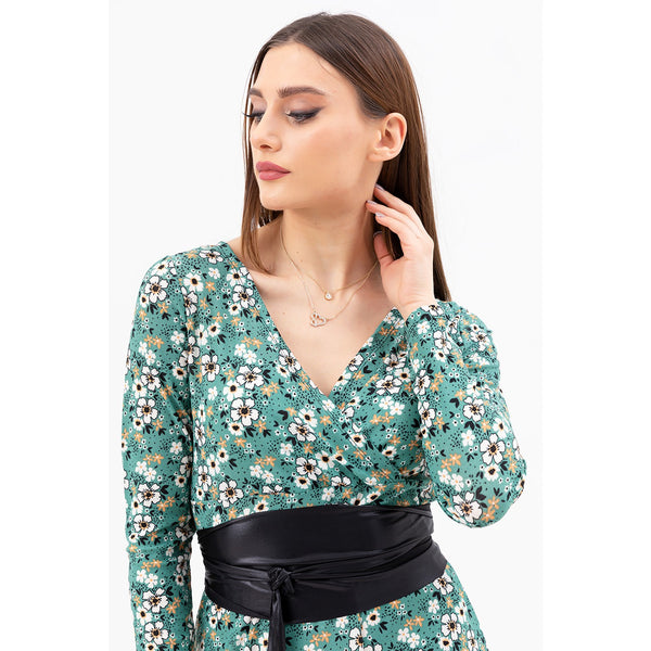 Light Green Double Breasted Collar Dress | Montivo Pakistan