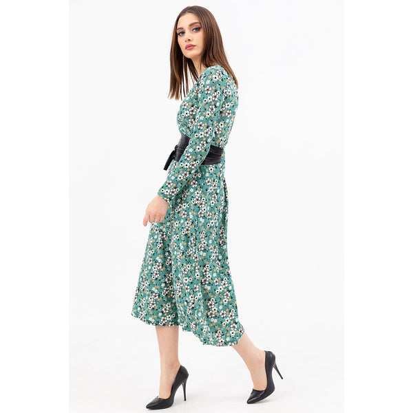Light Green Double Breasted Collar Dress | Montivo Pakistan
