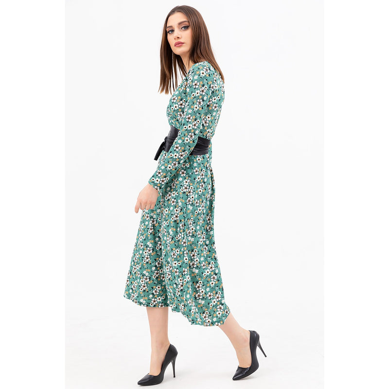 Light Green Double Breasted Collar Dress | Montivo Pakistan