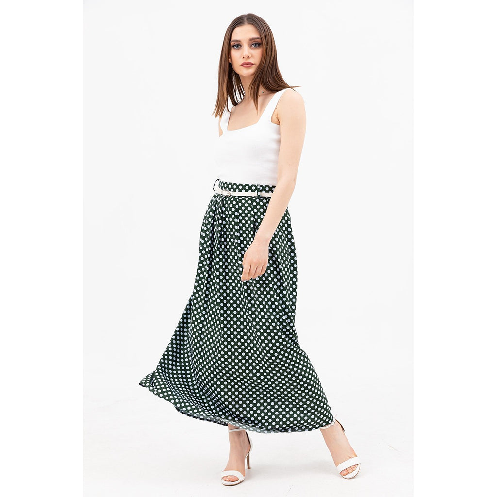 Green Dotted Belted Skirt | Montivo Pakistan