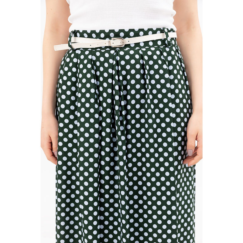 Green Dotted Belted Skirt | Montivo Pakistan