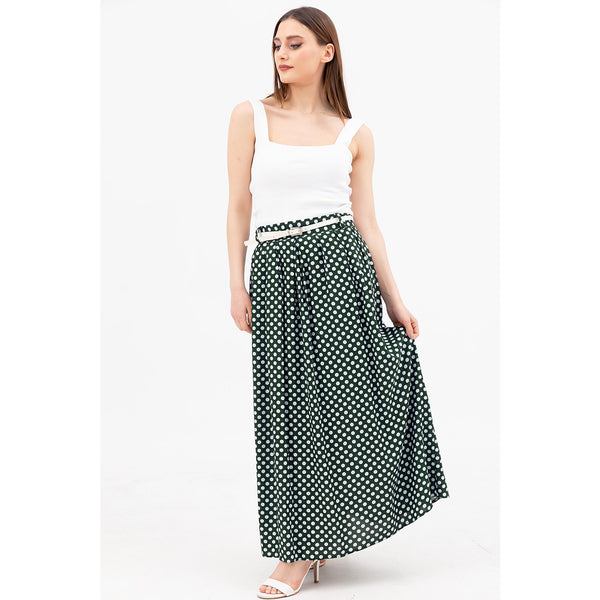 Green Dotted Belted Skirt | Montivo Pakistan