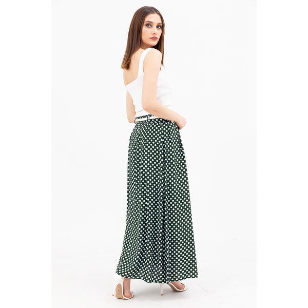 Green Dotted Belted Skirt | Montivo Pakistan