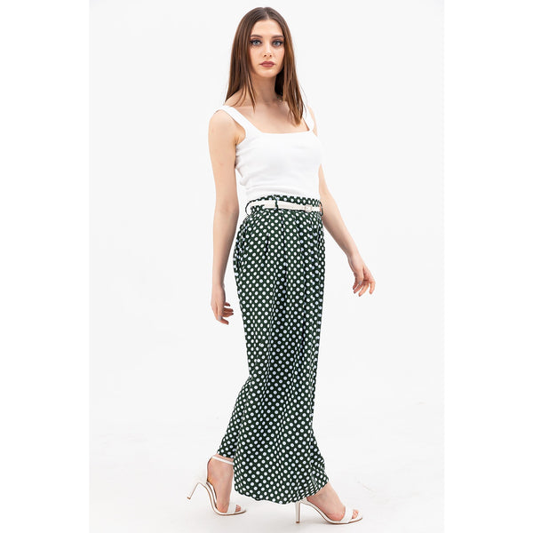 Green Dotted Belted Skirt | Montivo Pakistan