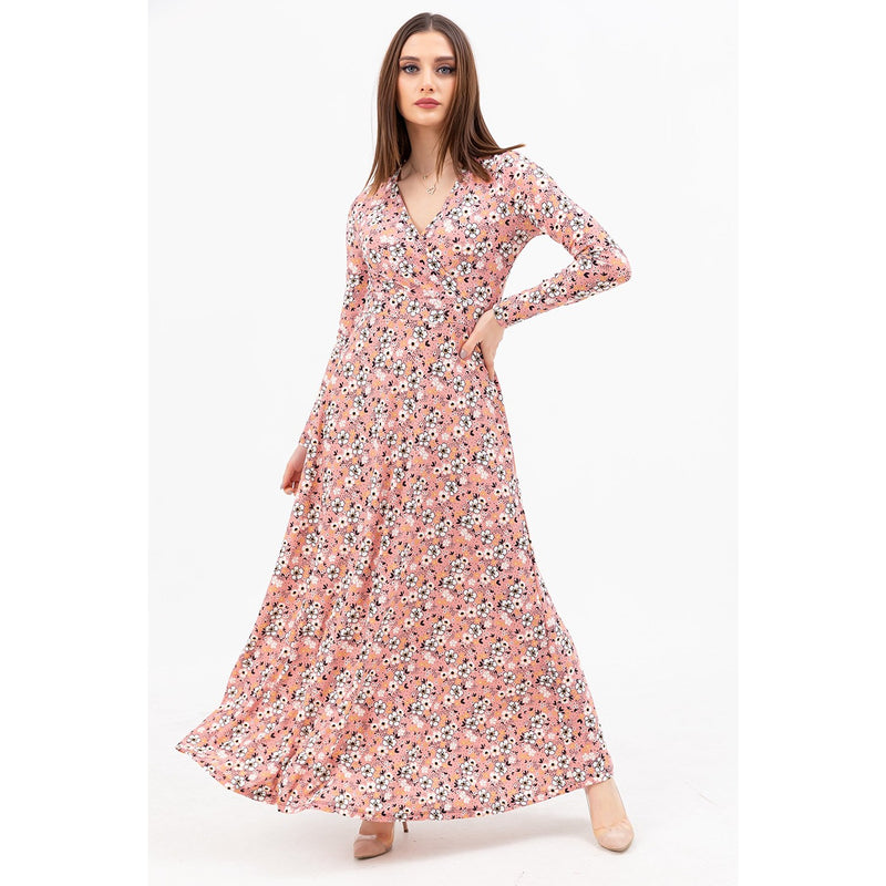 Pink Double Breasted Neck Long Dress | Montivo Pakistan