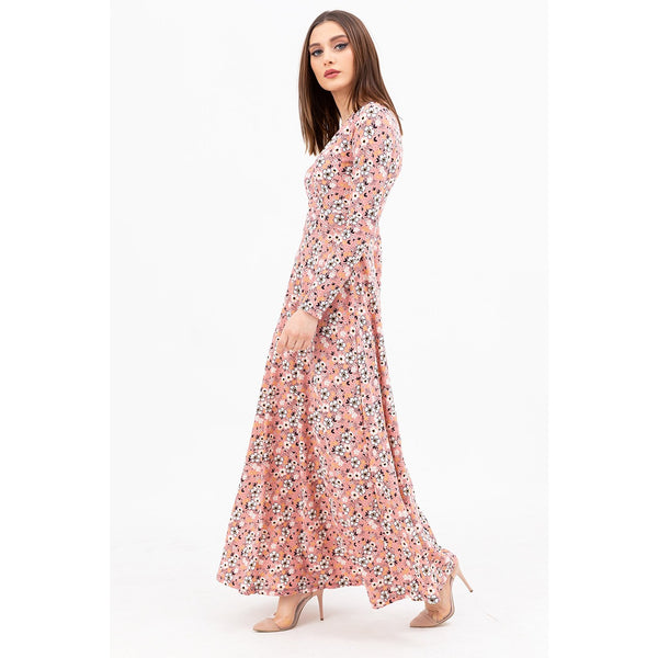Pink Double Breasted Neck Long Dress | Montivo Pakistan