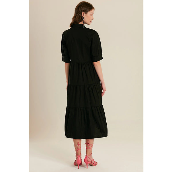 Black Short Sleeve Long Dress | Montivo Pakistan