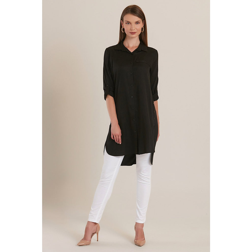 Black Shirt with Side Buttons | Montivo Pakistan
