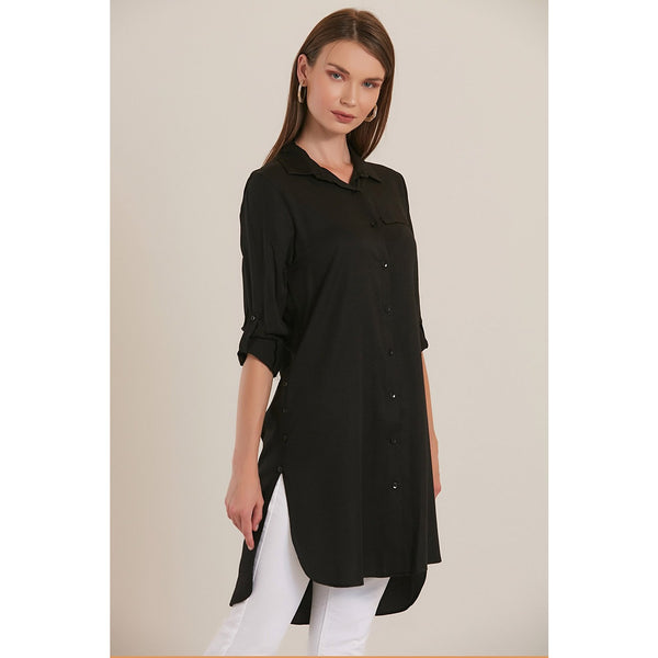 Black Shirt with Side Buttons | Montivo Pakistan