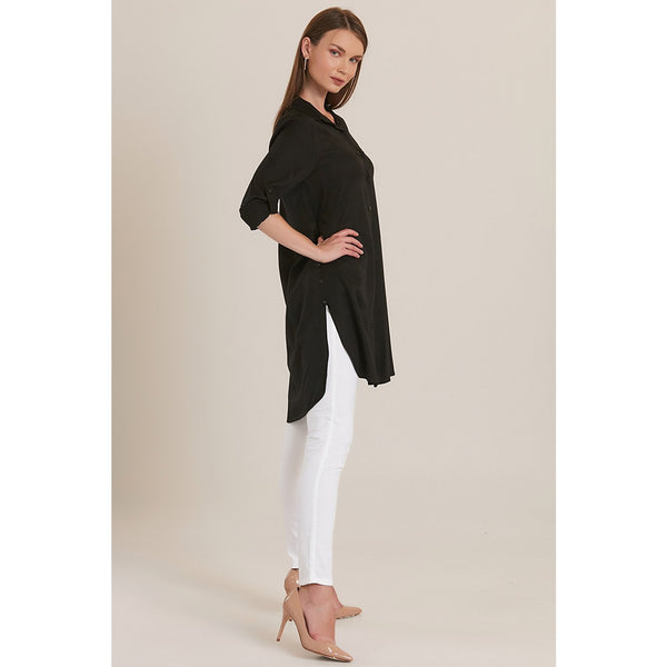 Black Shirt with Side Buttons | Montivo Pakistan